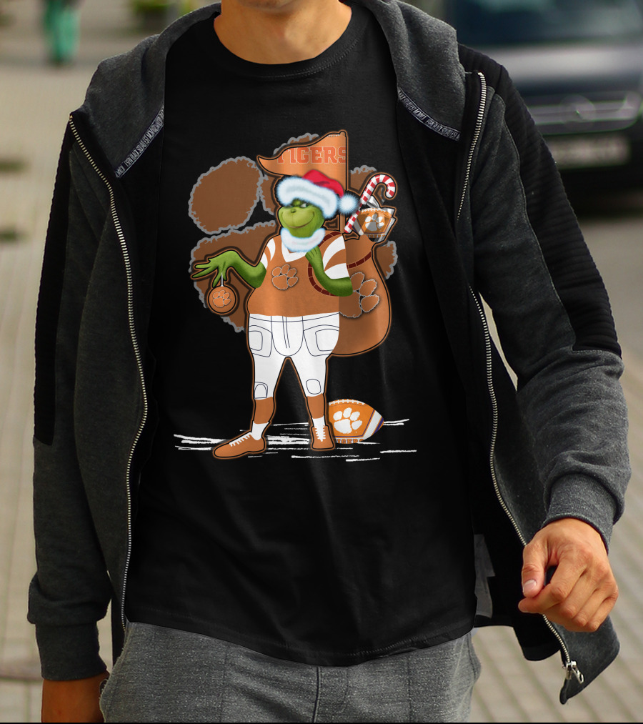 Grinchxmas Clemson Tigers Holiday Spirit Football Fandom T-Shirt