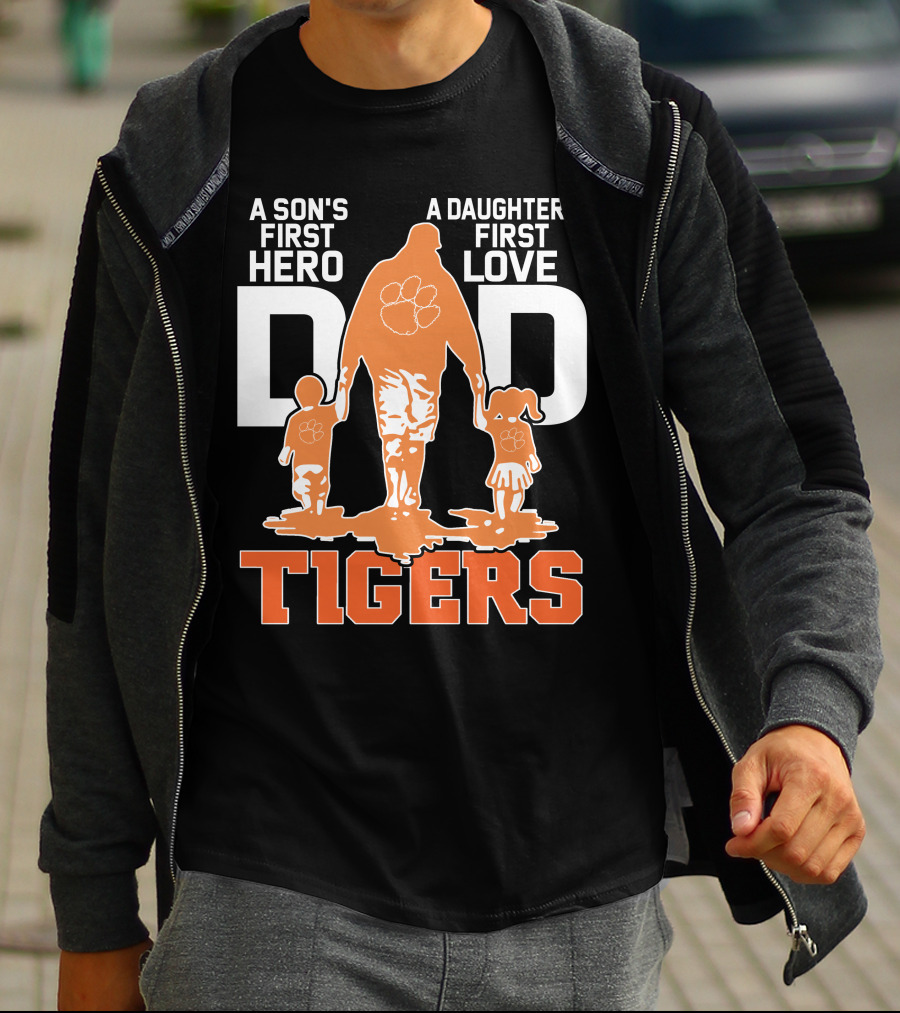 Dadhero Clemson Tigers A Son's First Hero A Daughter's First Love T-Shirt