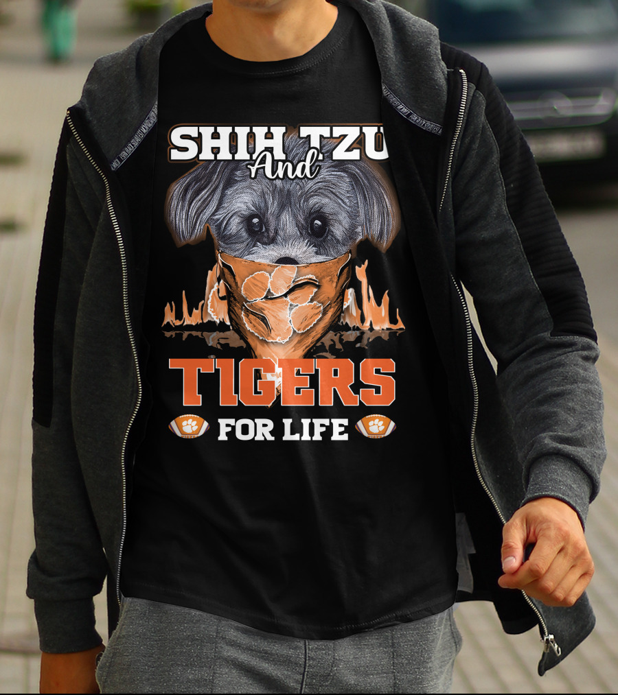 Shih Tzu And Clemson Tigers For Life T-Shirt