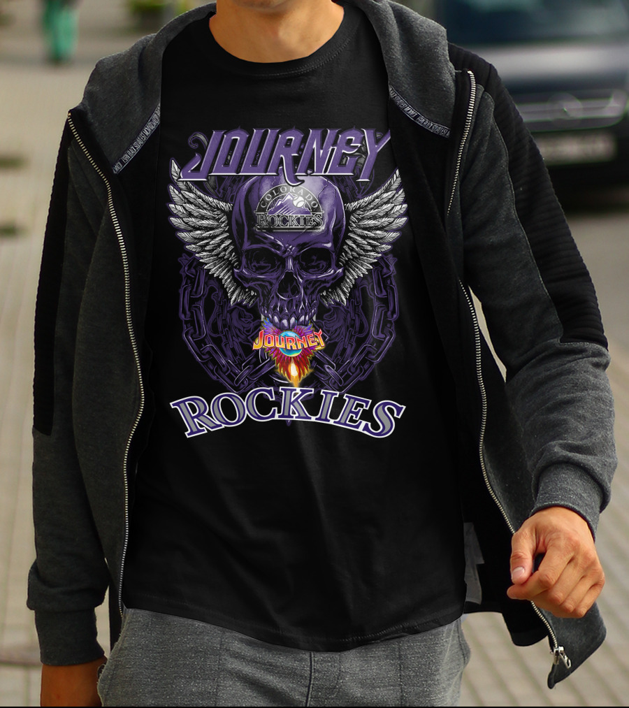 Journey Colorado Rockies Skull With Wings And Chains T-Shirt