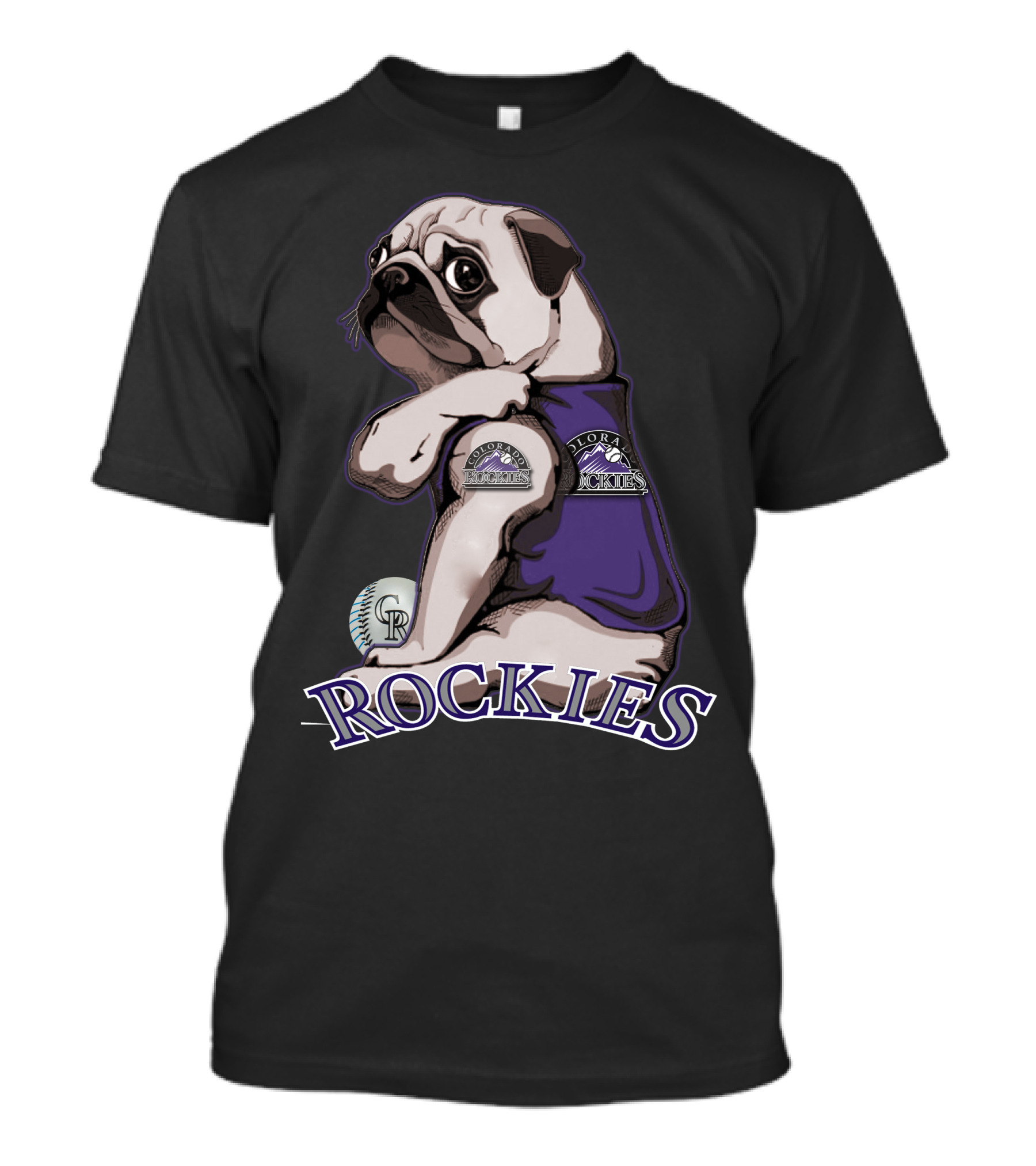 Pug Colorado Rockies CR Baseball Rockies T-Shirt