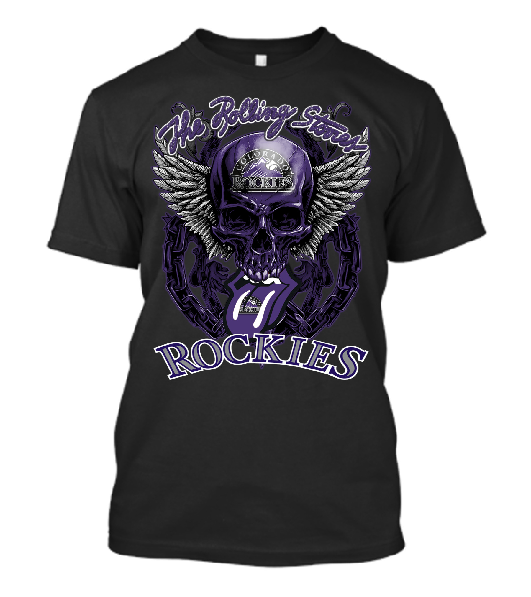 The Rolling Stones Colorado Rockies Skull With Wings And Tongue T-Shirt