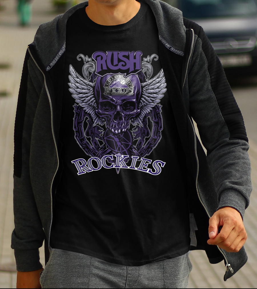 Rush Colorado Rockies Skull Wings T-Shirt