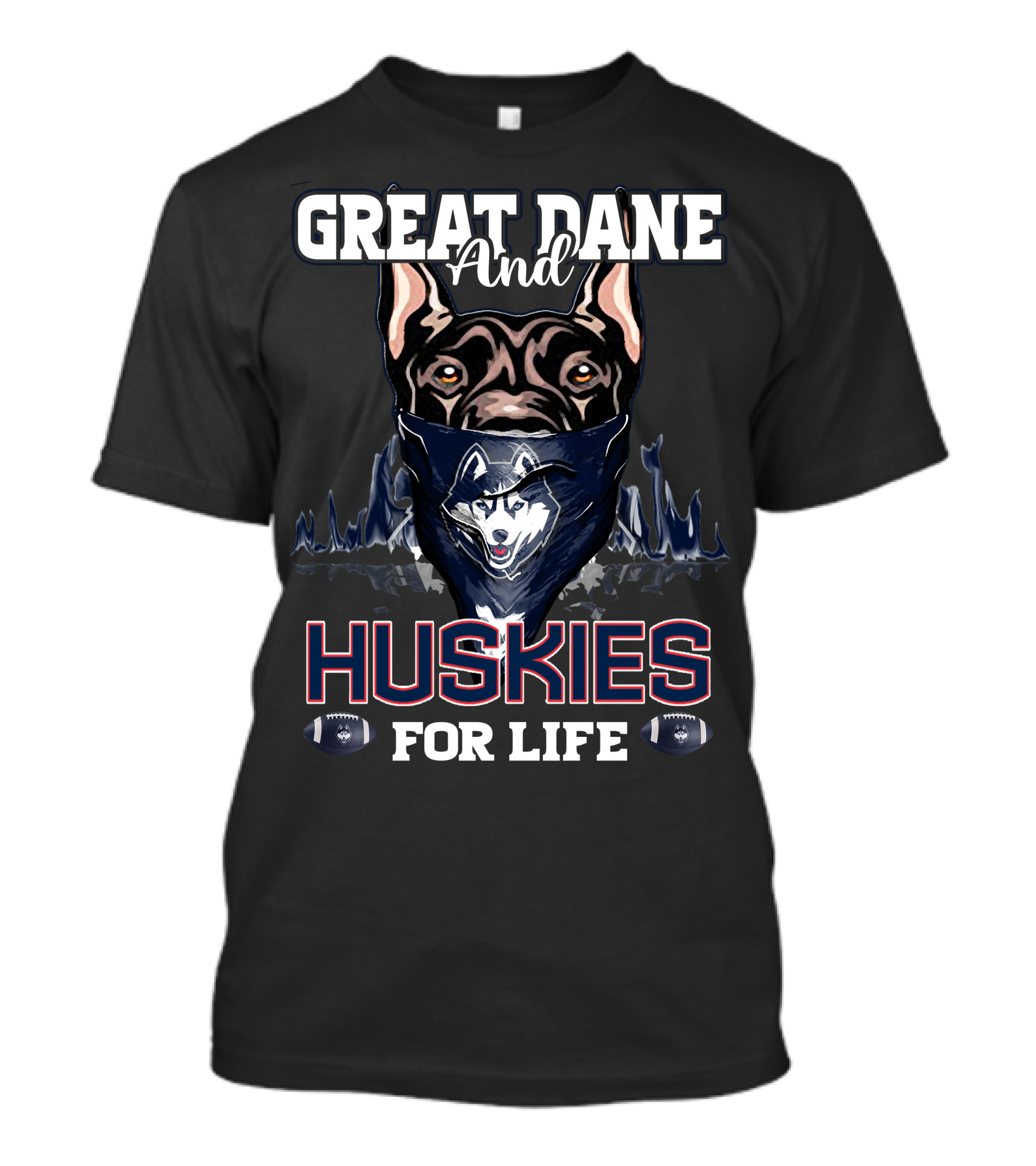 Great Dane And Huskies For Life Connecticut T-Shirt