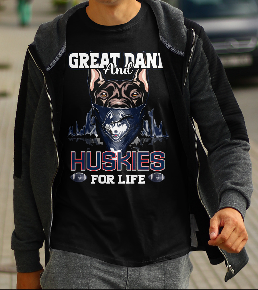 Great Dane And Huskies For Life Connecticut T-Shirt