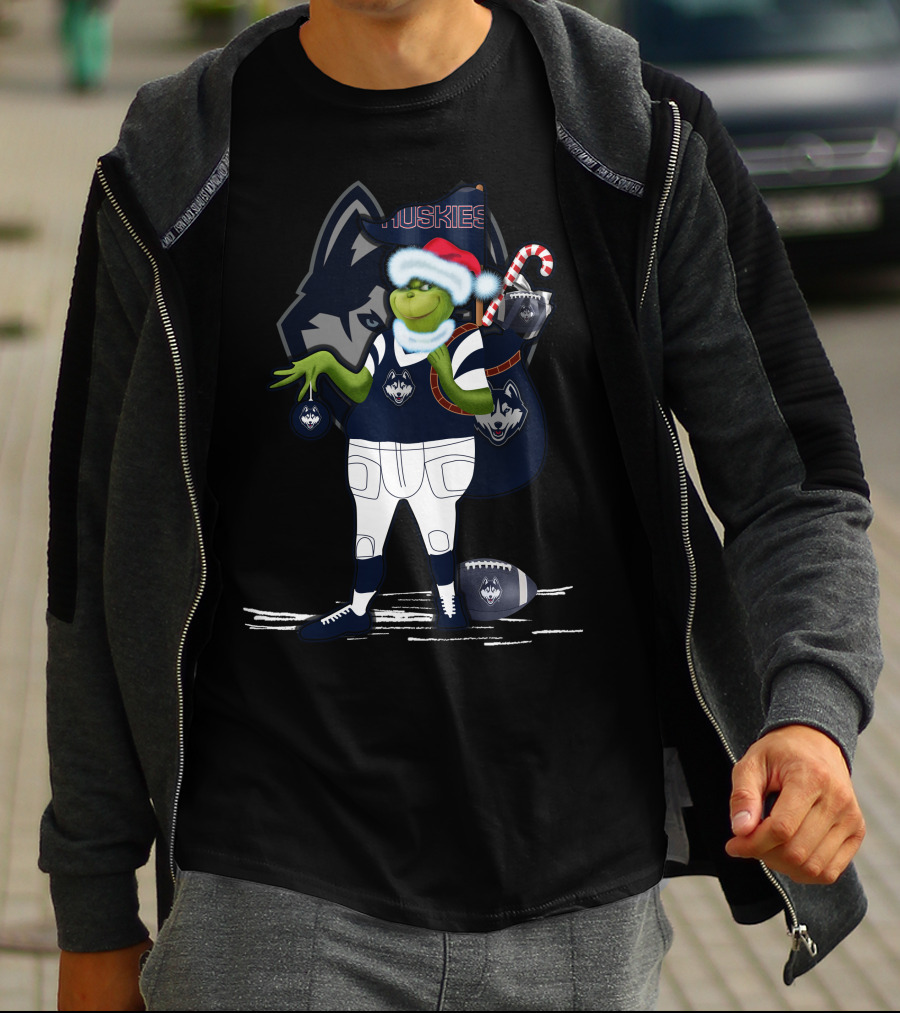Grinchxmas Connecticut Huskies Football Santa Huskies T-Shirt