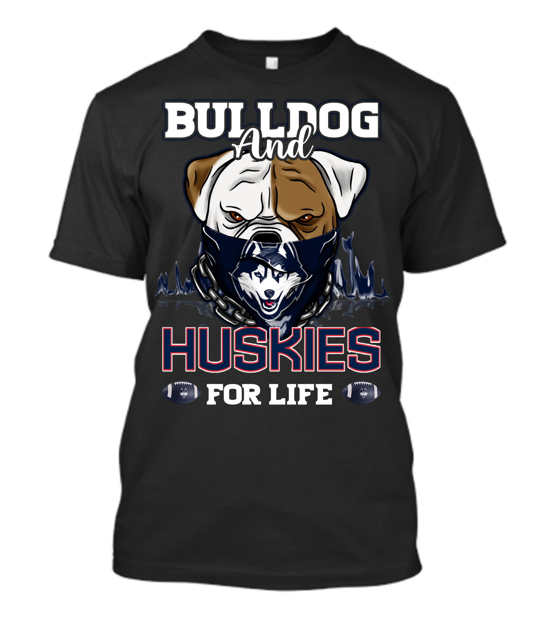 Bulldog And Huskies For Life Connecticut Huskies T-Shirt