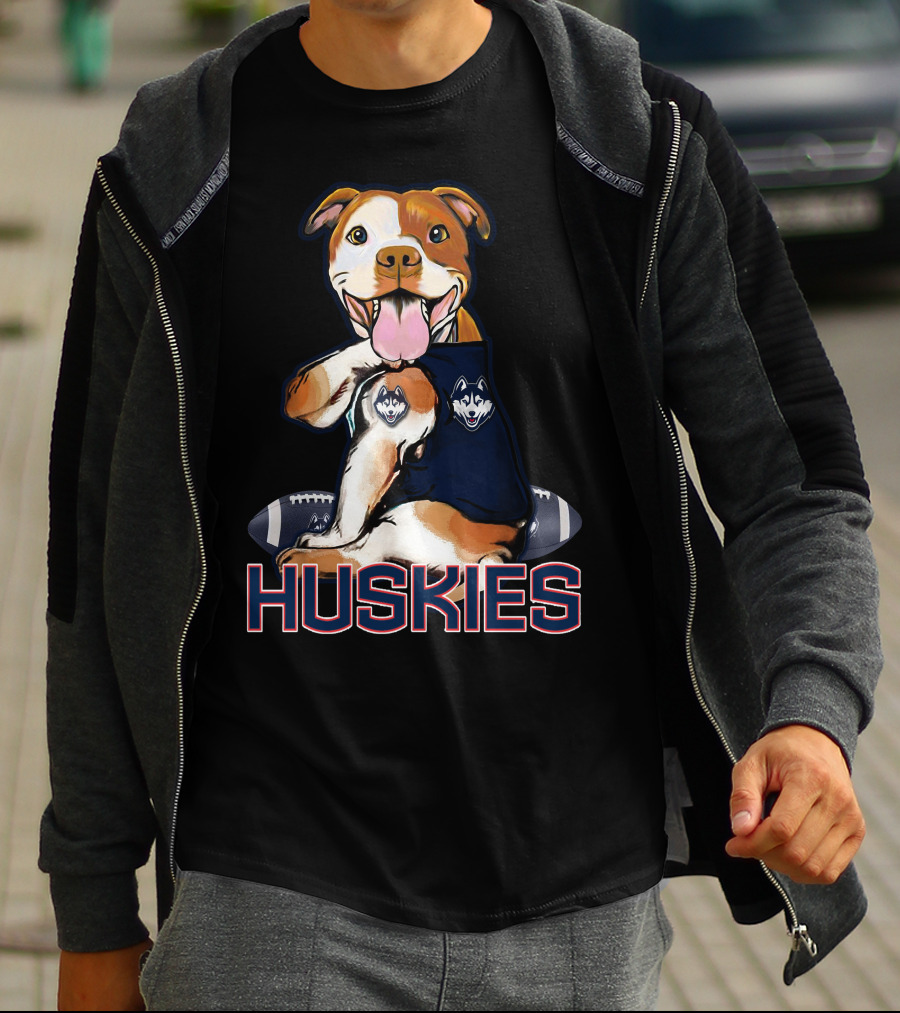 Pittbull Connecticut Huskies Football Mascot T-Shirt