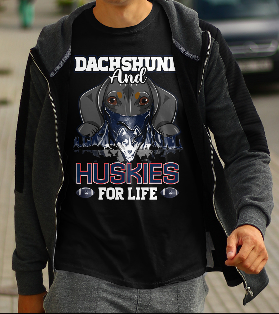 Dachshund And Huskies For Life Connecticut Football T-Shirt