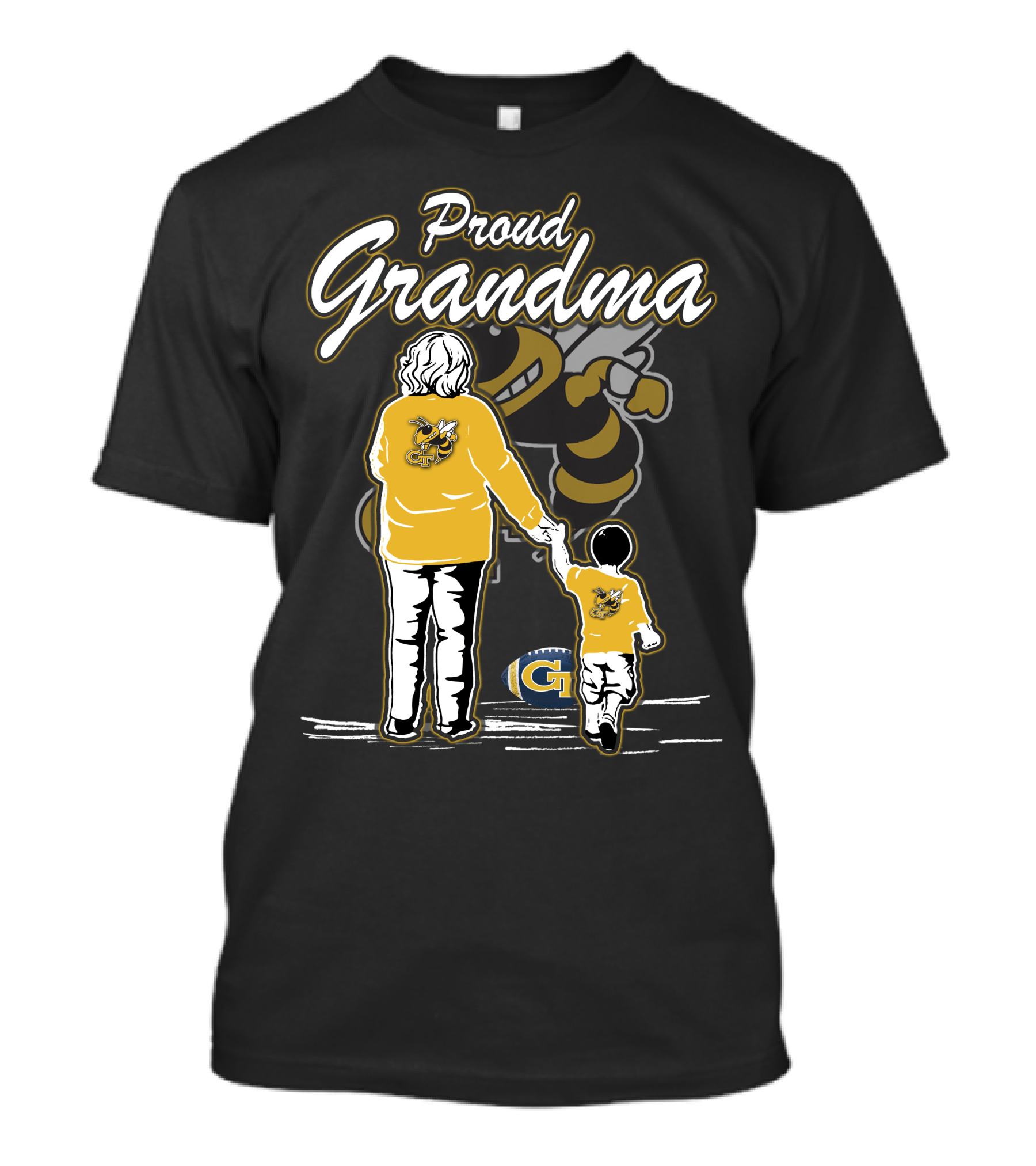 Proud Grandma Georgia Tech Yellow Jackets Buzz Football T-Shirt