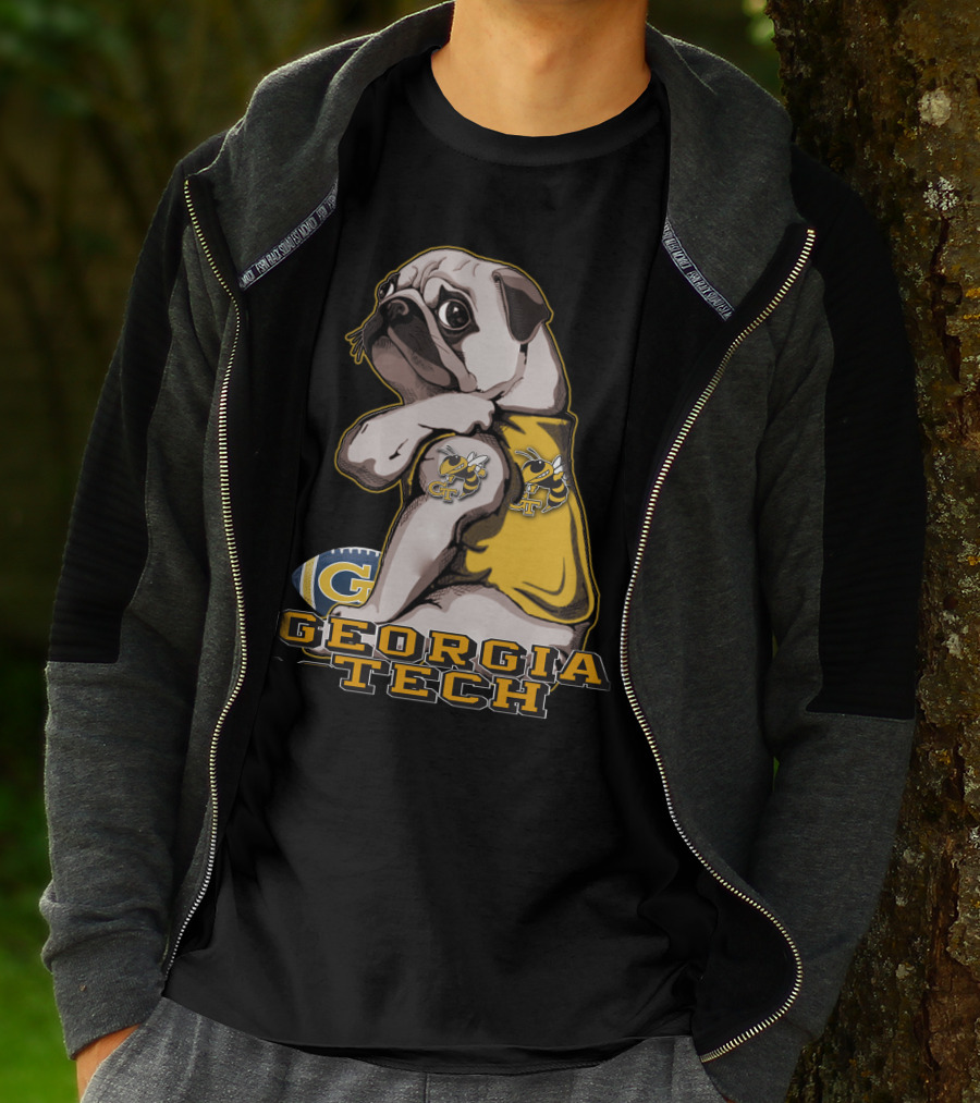 Georgia Tech Yellow Jackets Pug Football T-Shirt