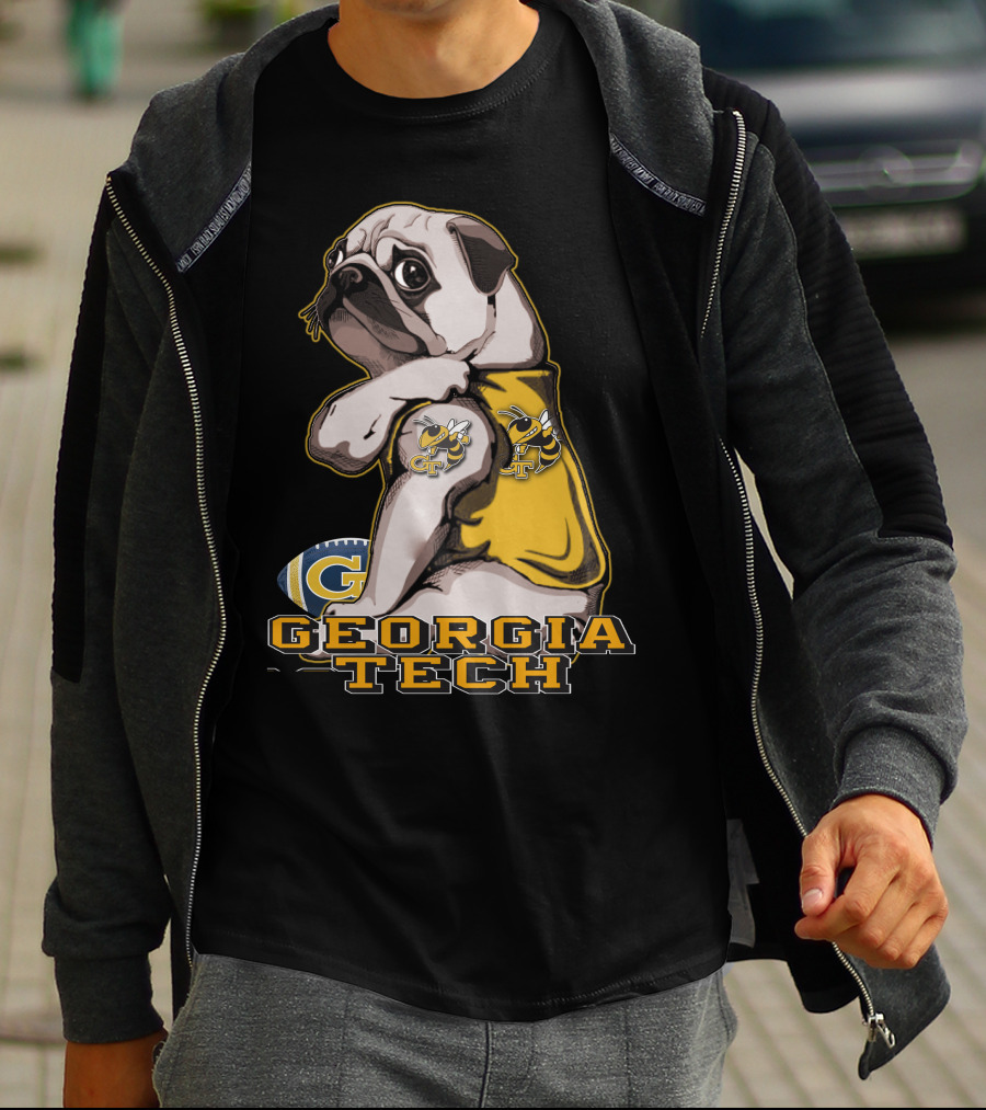 Georgia Tech Yellow Jackets Pug Football T-Shirt