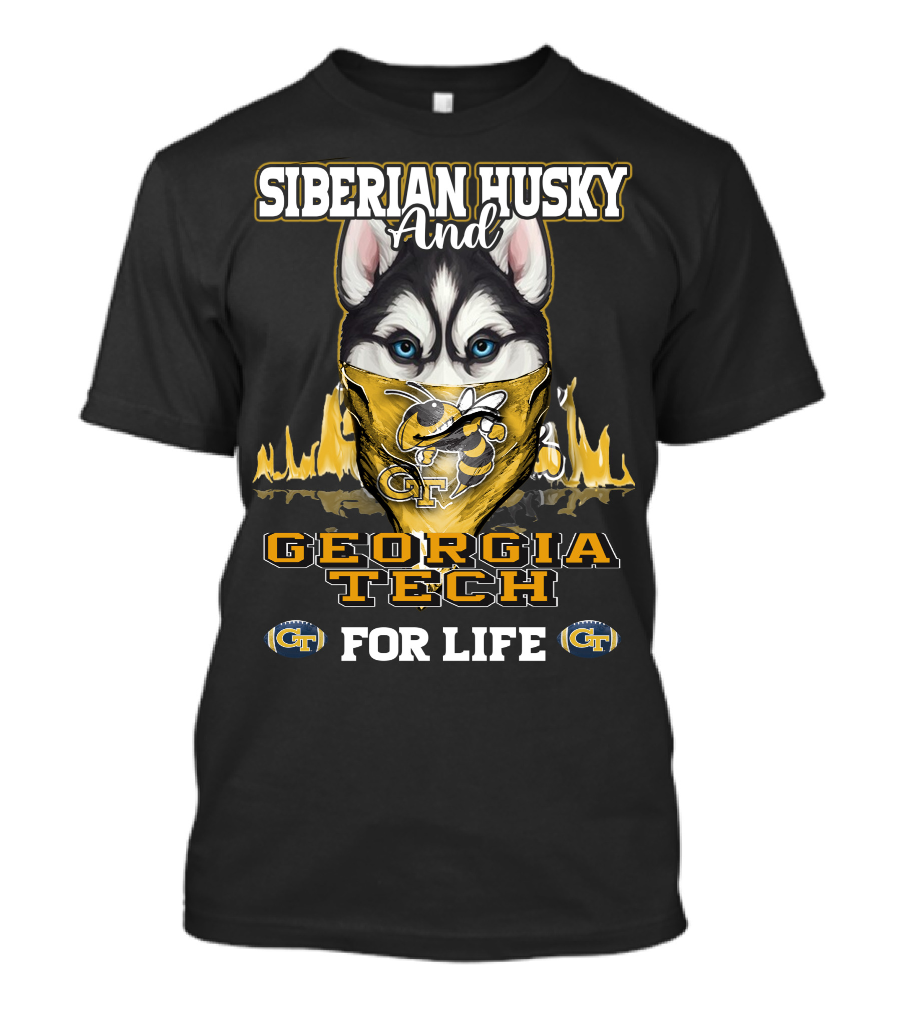 Siberian Husky And Georgia Tech For Life T-Shirt