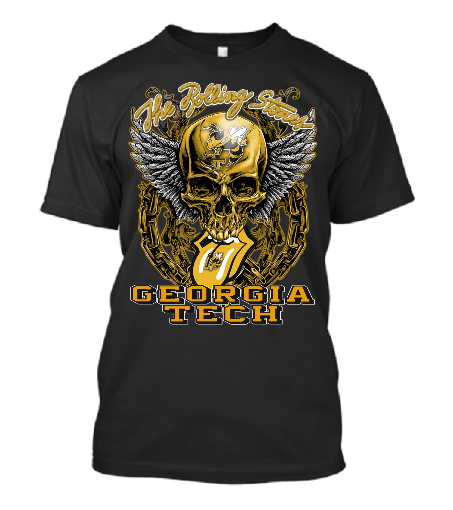 The Rolling Stones Winged Skull Georgia Tech Yellow Jackets T-Shirt