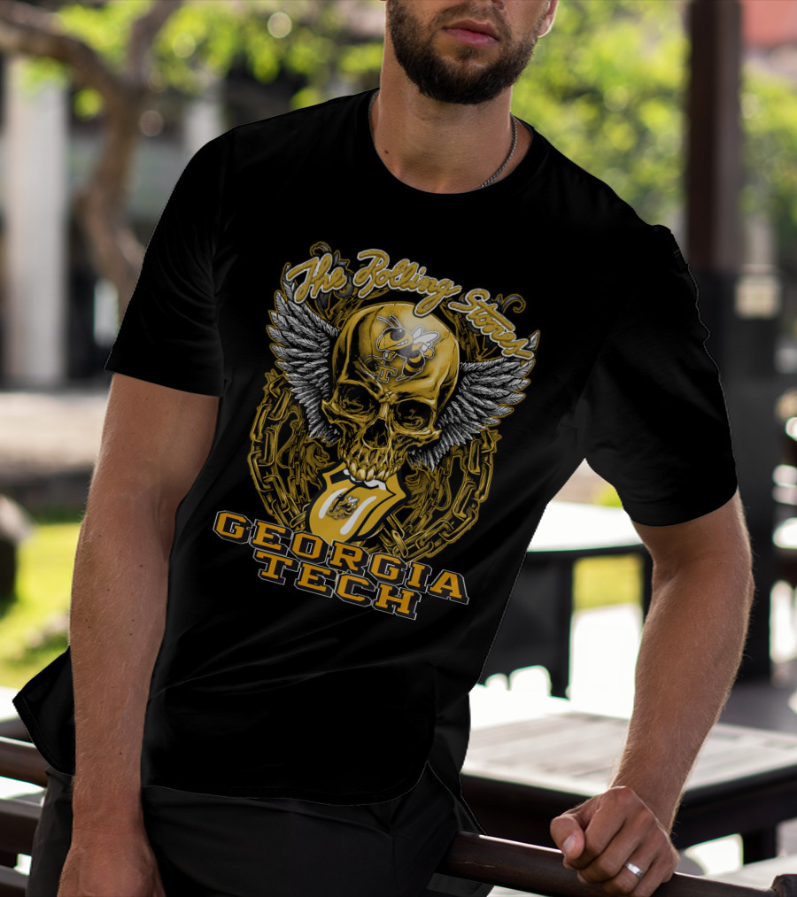The Rolling Stones Winged Skull Georgia Tech Yellow Jackets T-Shirt