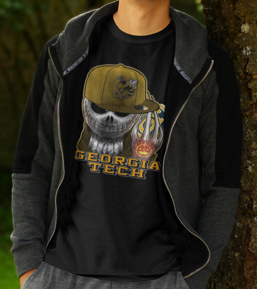 Jackskull Georgia Tech Yellow Jackets Skeleton Skull Halloween T-Shirt
