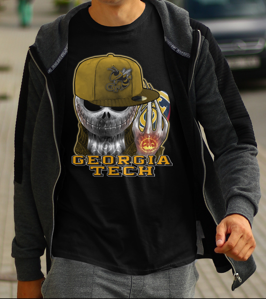 Jackskull Georgia Tech Yellow Jackets Skeleton Skull Halloween T-Shirt