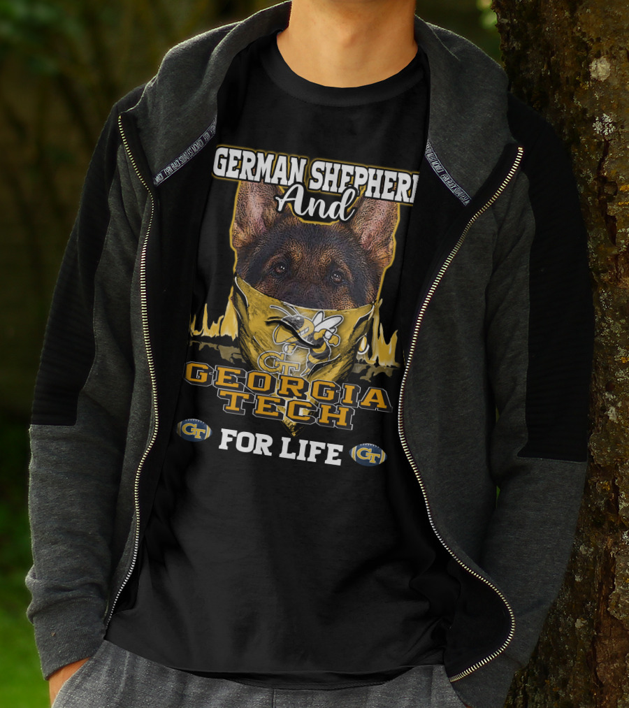 German Shepherd And Georgia Tech Yellow Jackets For Life T-Shirt