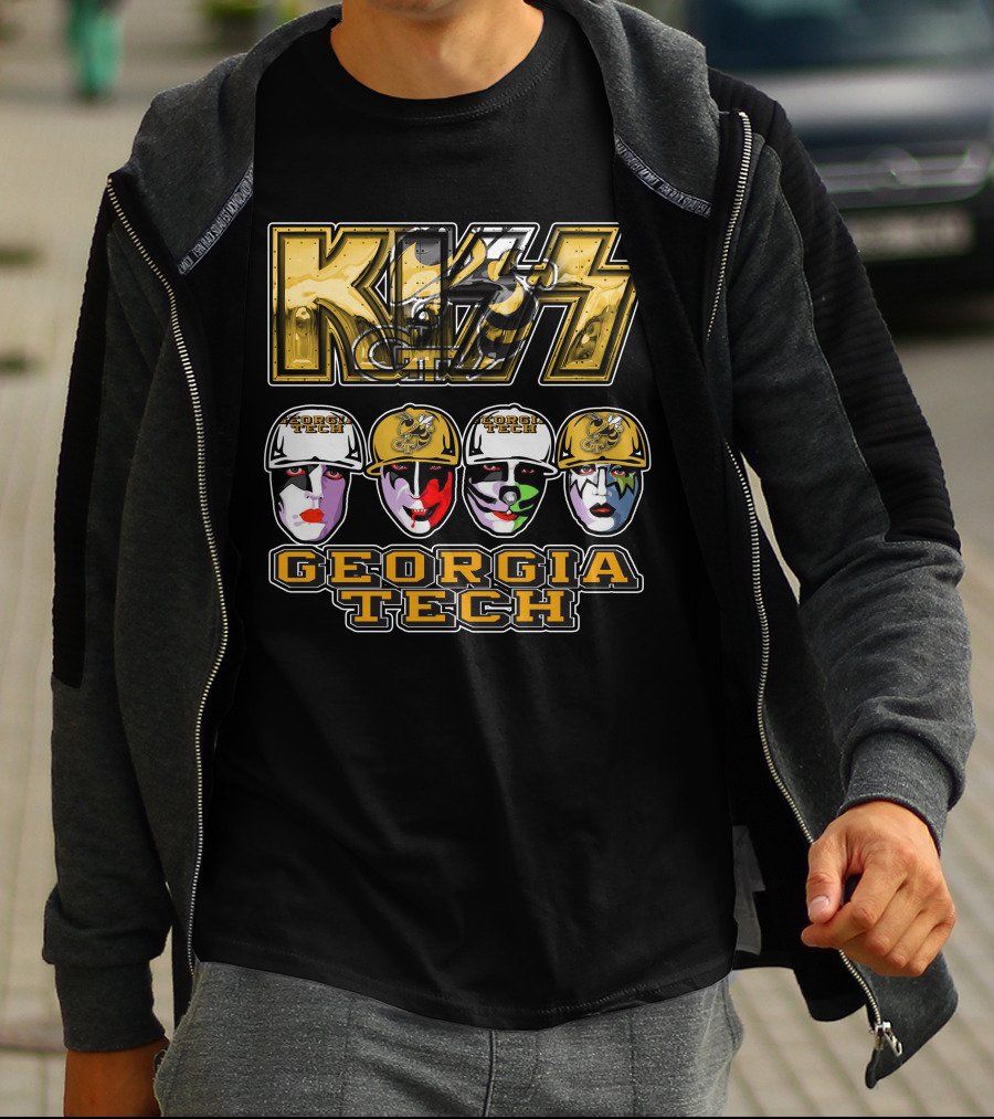 Kiss Georgia Tech Yellow Jackets Faces T-Shirt