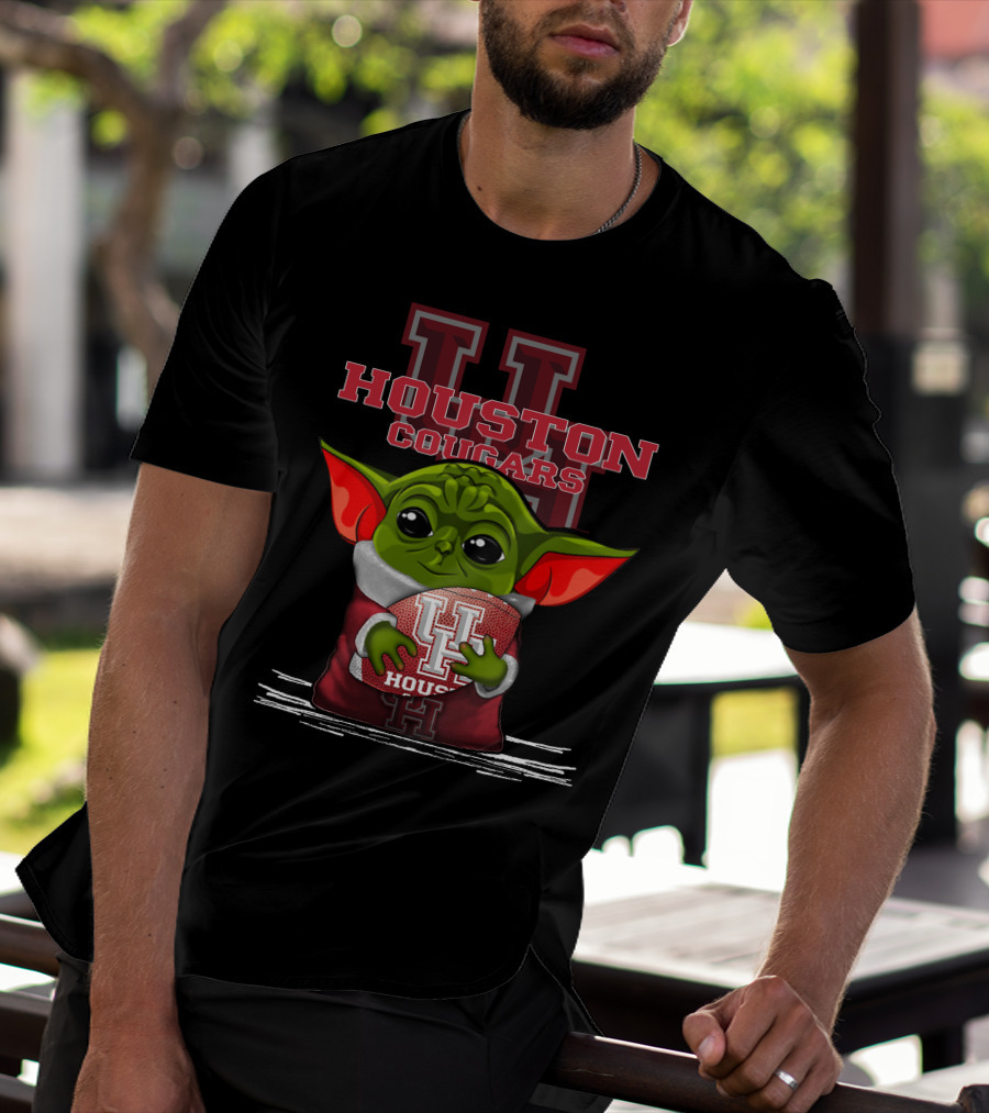 Houston Cougars Yoda Holding Football T-Shirt
