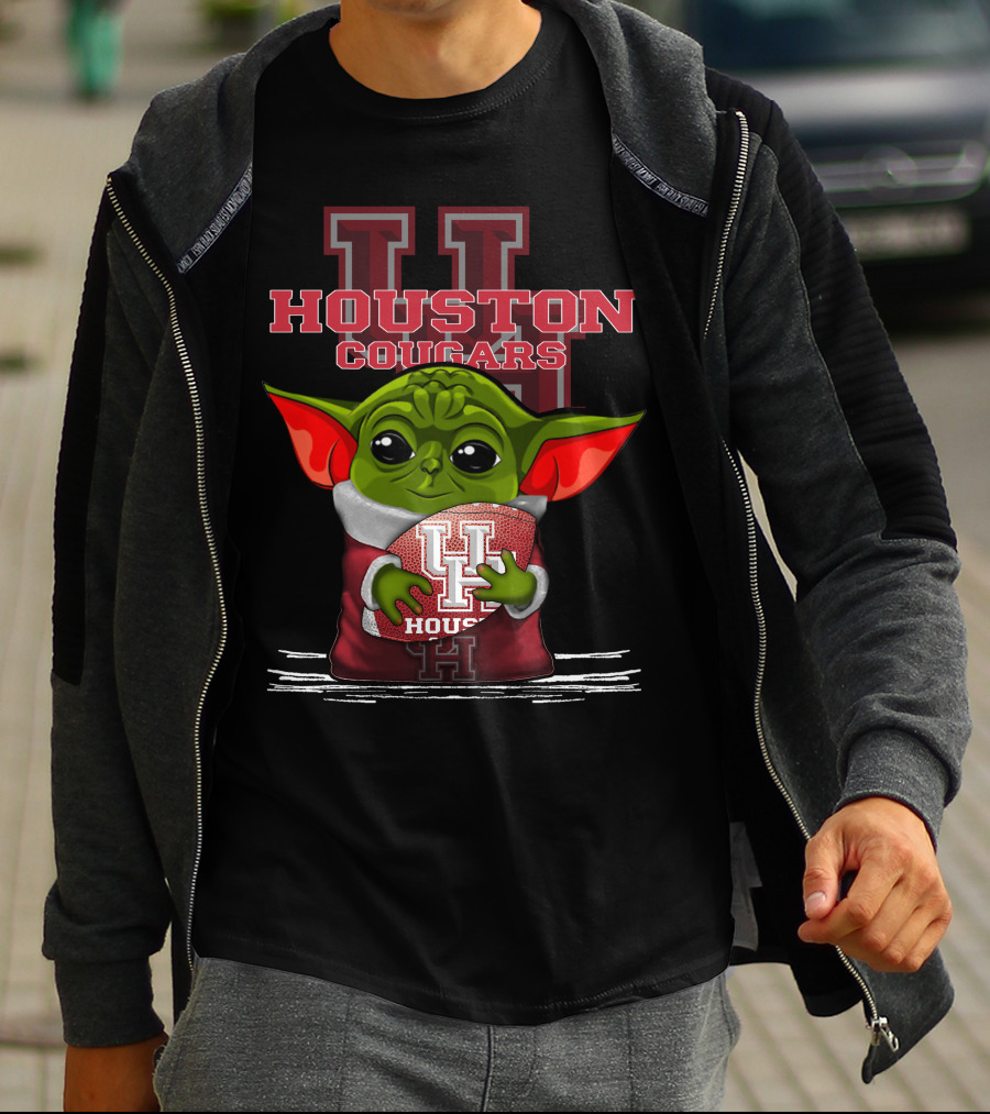 Houston Cougars Yoda Holding Football T-Shirt