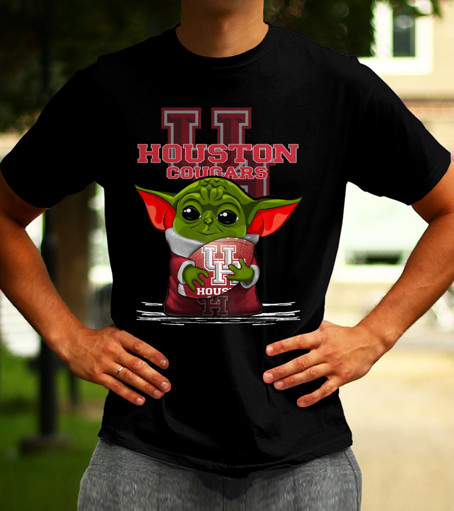 Houston Cougars Yoda Holding Football T-Shirt