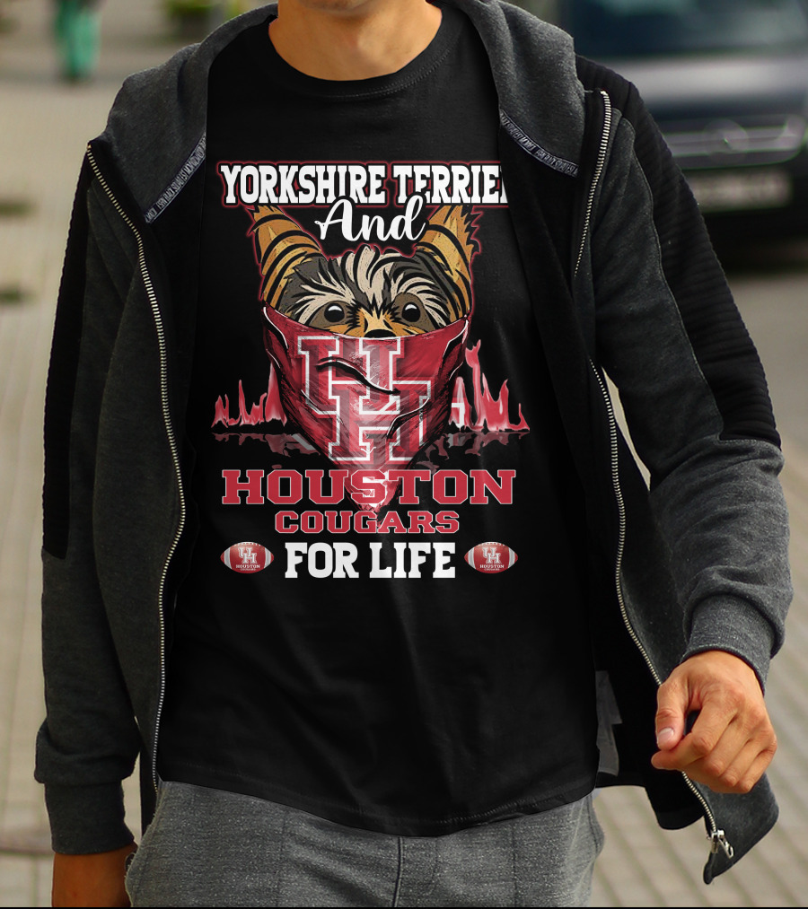 Yorkshire Terrier And Houston Cougars For Life T-Shirt