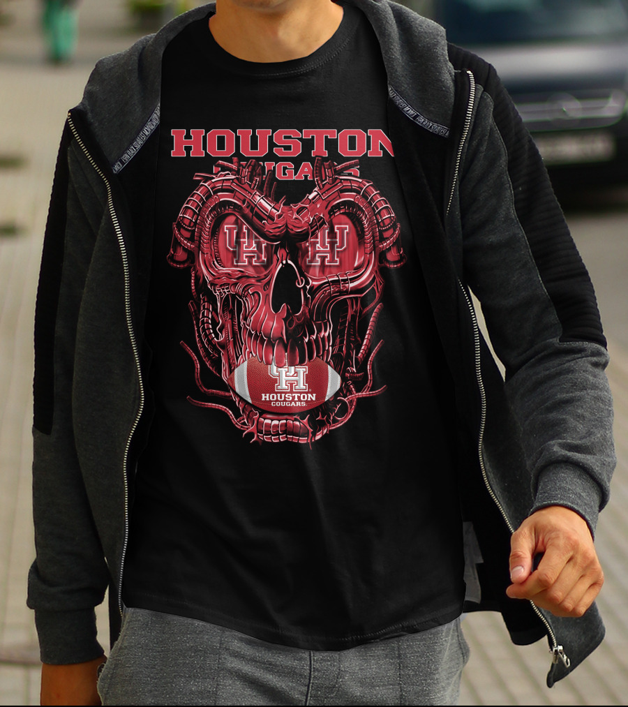 Houston Cougars Dragonskull Football T-Shirt