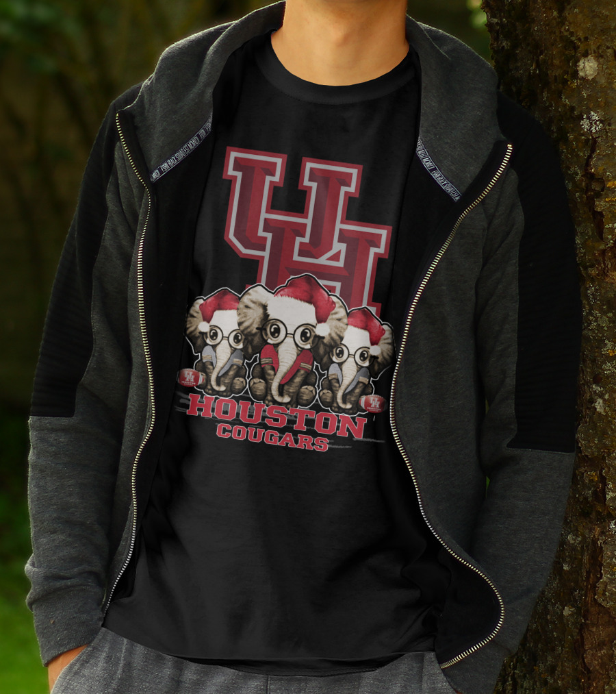 Houston Cougars Christmas Elephants T-Shirt