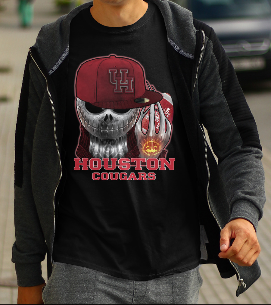 Houston Cougars Jackskull Halloween Spirit T-Shirt