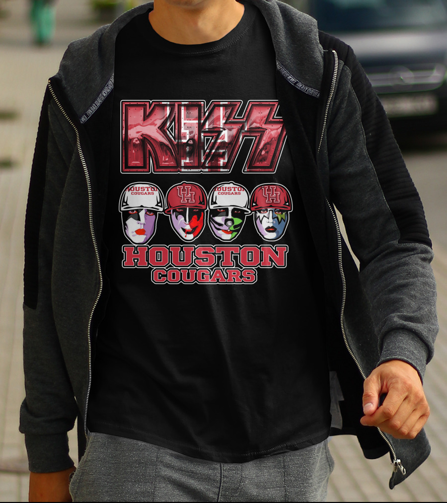 Kiss Houston Cougars Faces Mascot T-Shirt