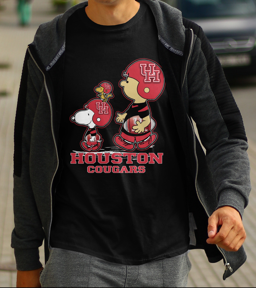 Snpfootball Houston Cougars Uh Helmets And Football Characters T-Shirt