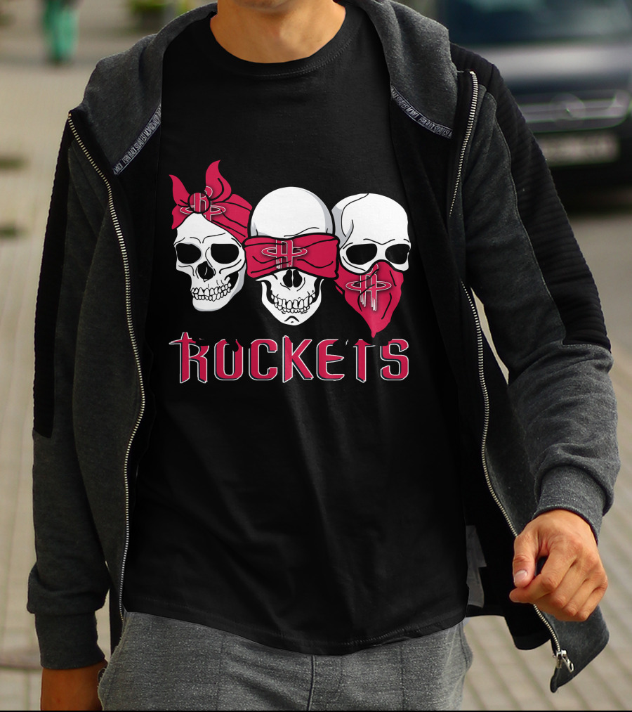 Houston Rockets Skull Trio With Bandanas T-Shirt