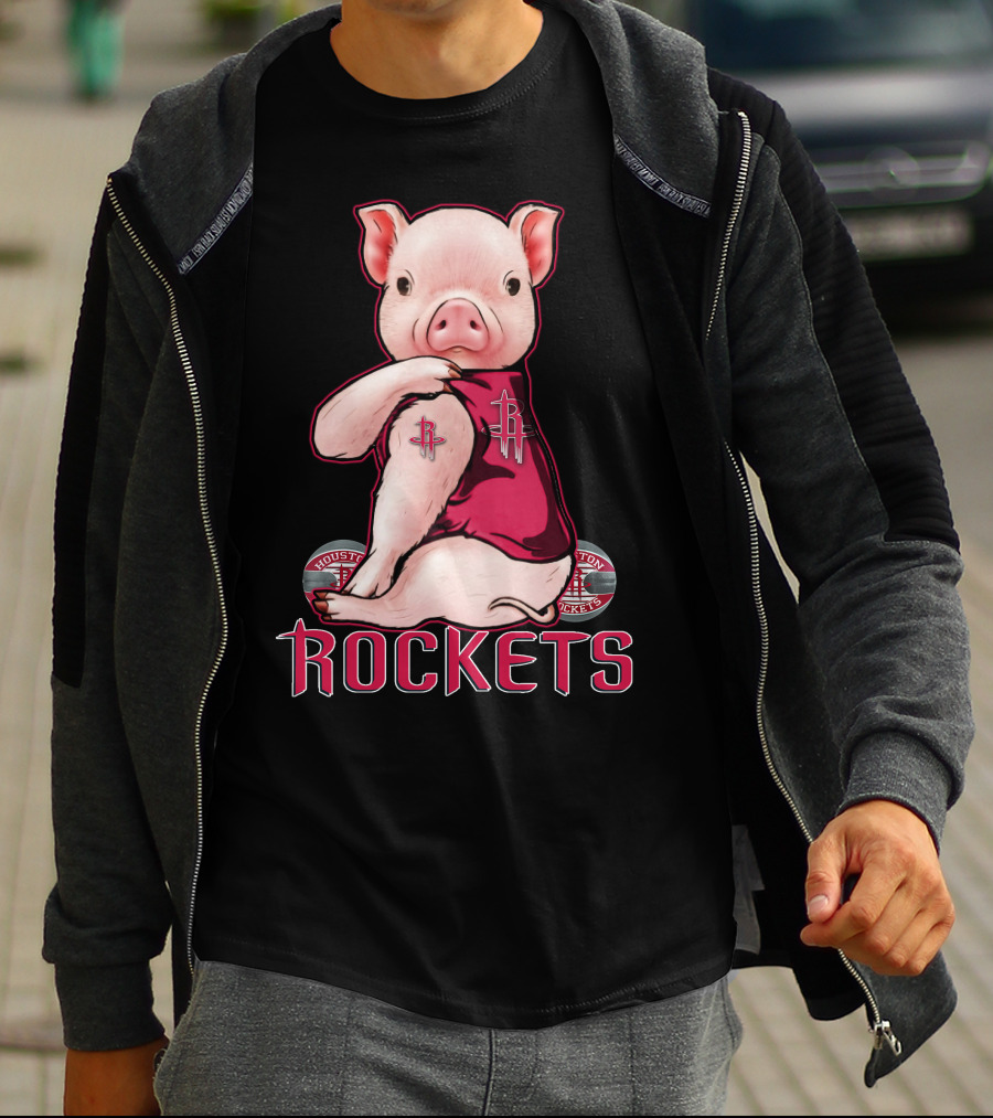 Pig In Houston Rockets Jersey With Rockets T-Shirt