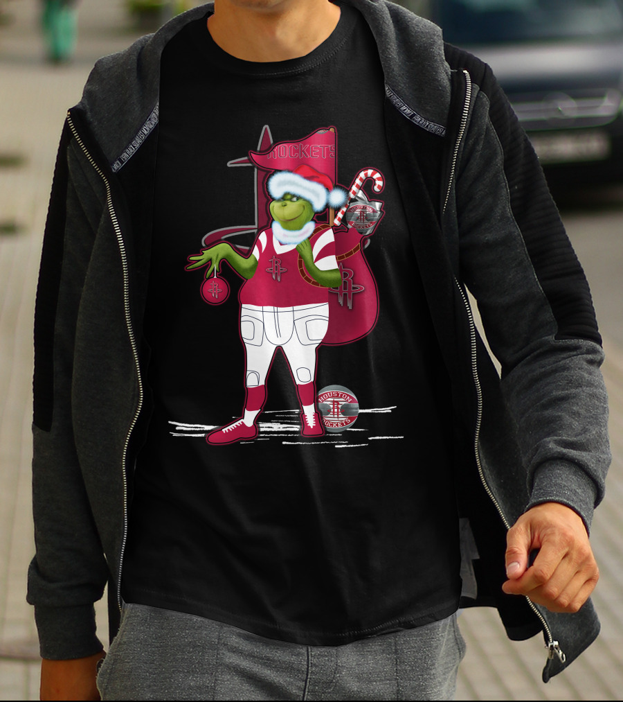 Grinchxmas Houston Rockets Holiday Santa Basketball T-Shirt