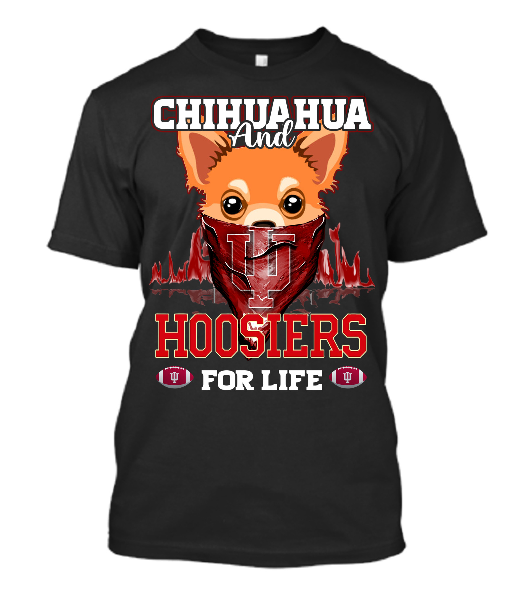 Chihuahua And Hoosiers For Life IU Indiana Football Fan Bandana T-Shirt