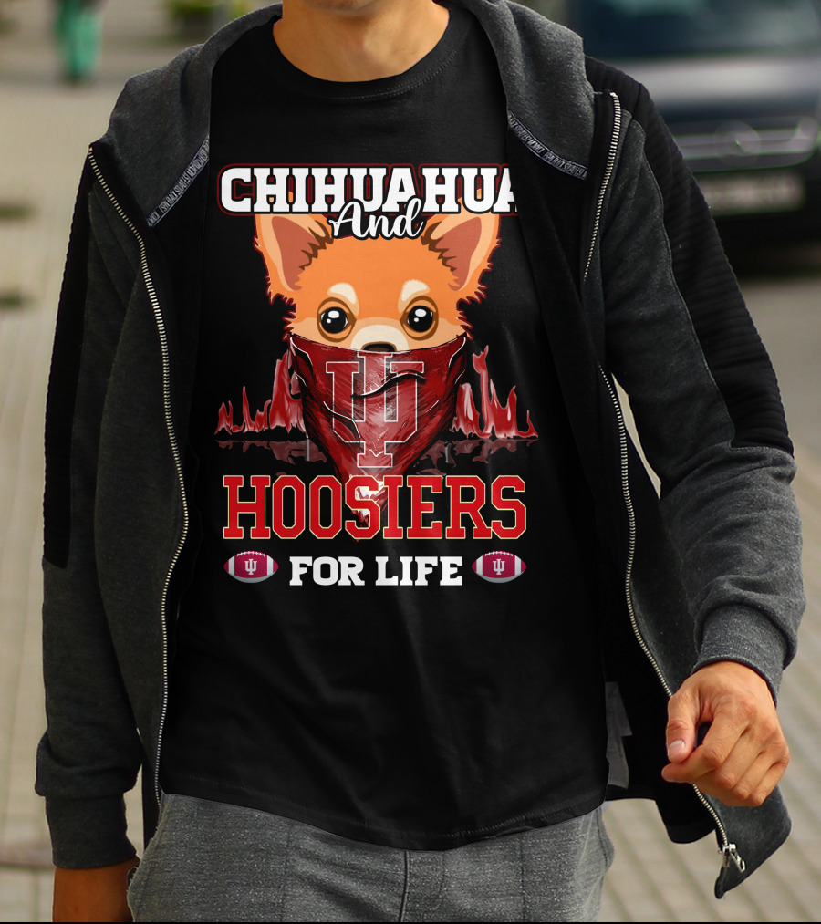 Chihuahua And Hoosiers For Life IU Indiana Football Fan Bandana T-Shirt