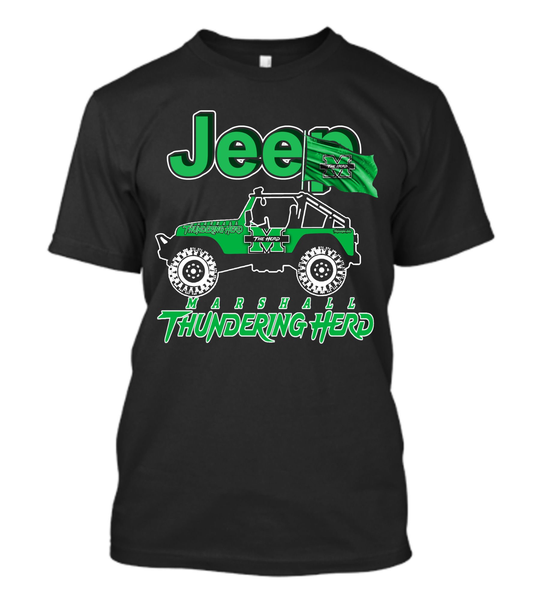 Jeep Marshall Thundering Herd The Herd Green Flag T-Shirt