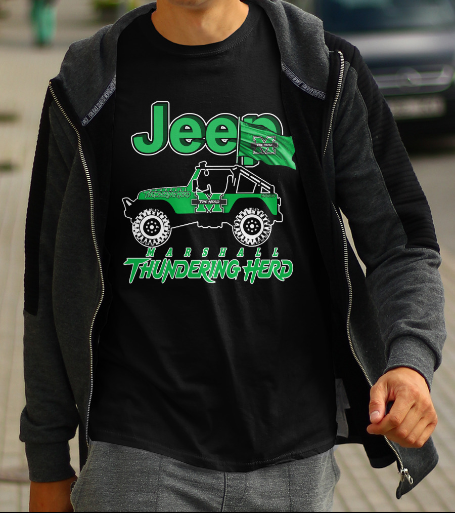 Jeep Marshall Thundering Herd The Herd Green Flag T-Shirt