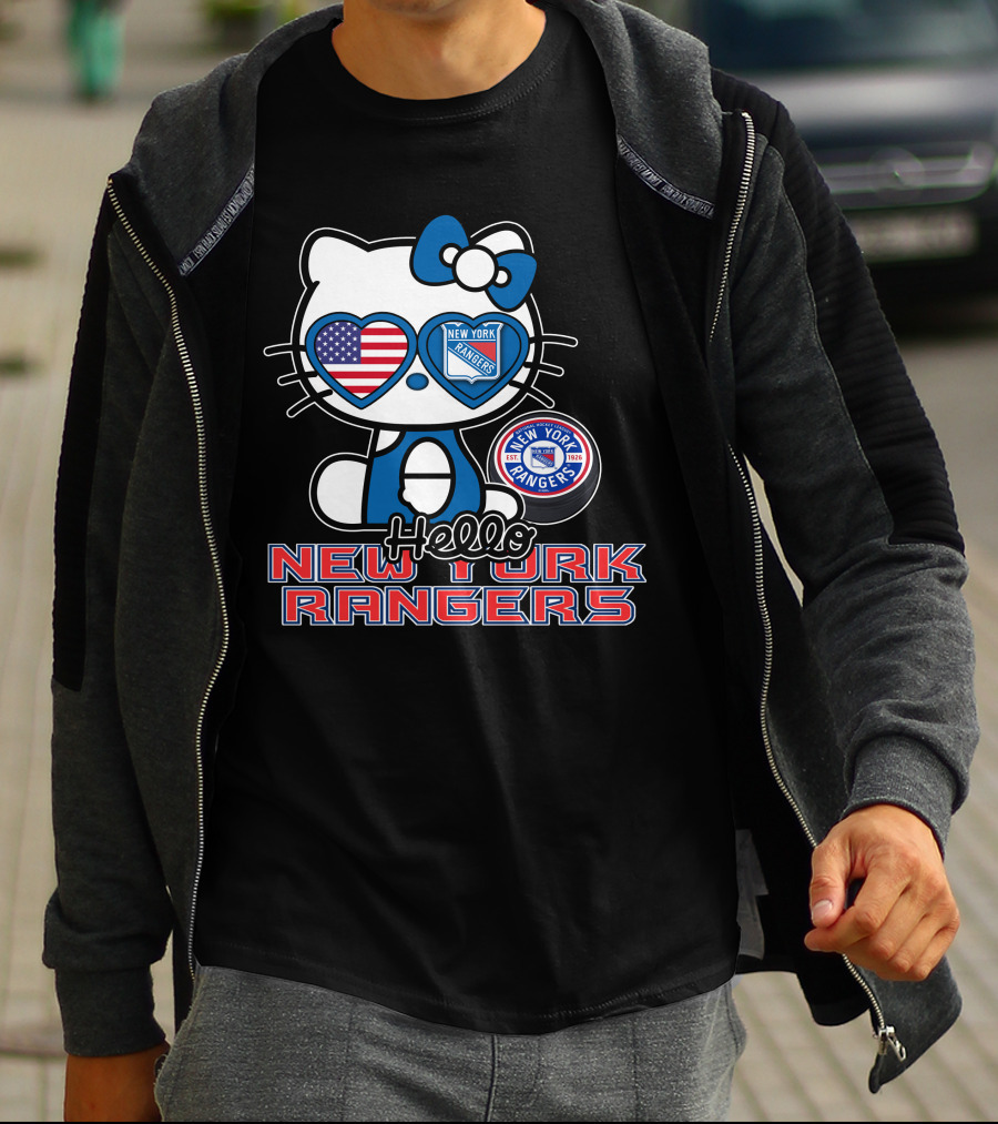 Hellokitty New York Rangers American Flag Heart Eyes T-Shirt