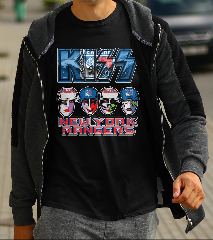 Kiss New York Rangers Iconic Band And Ice Hockey Team Fusion T-Shirt