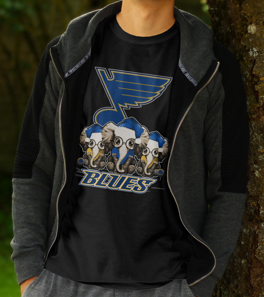 Elephan Xmas St. Louis Blues Hockey Elephants T-Shirt