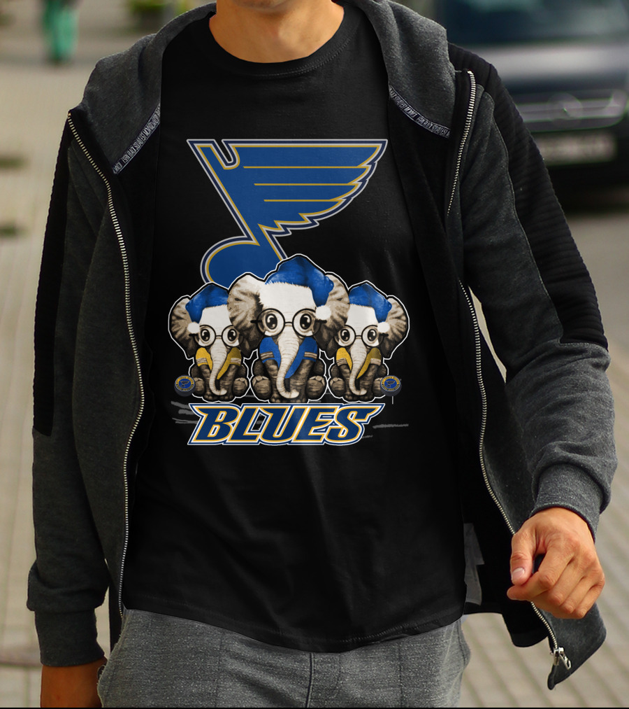 Elephan Xmas St. Louis Blues Hockey Elephants T-Shirt