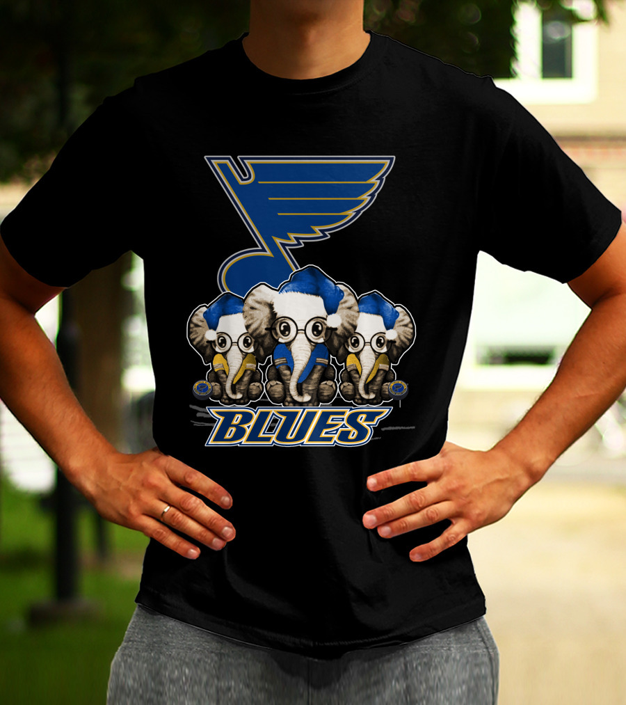 Elephan Xmas St. Louis Blues Hockey Elephants T-Shirt