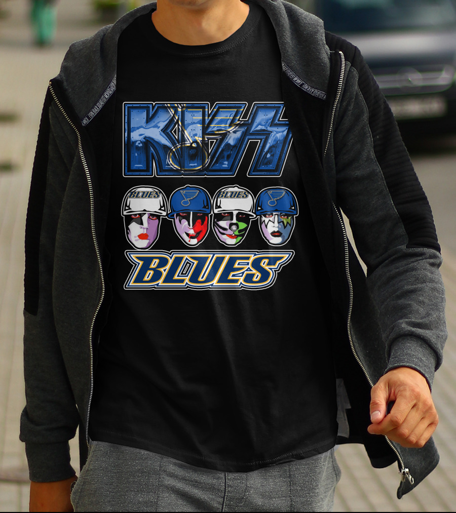 Kiss St. Louis Blues Logo Face Art Collaboration T-Shirt