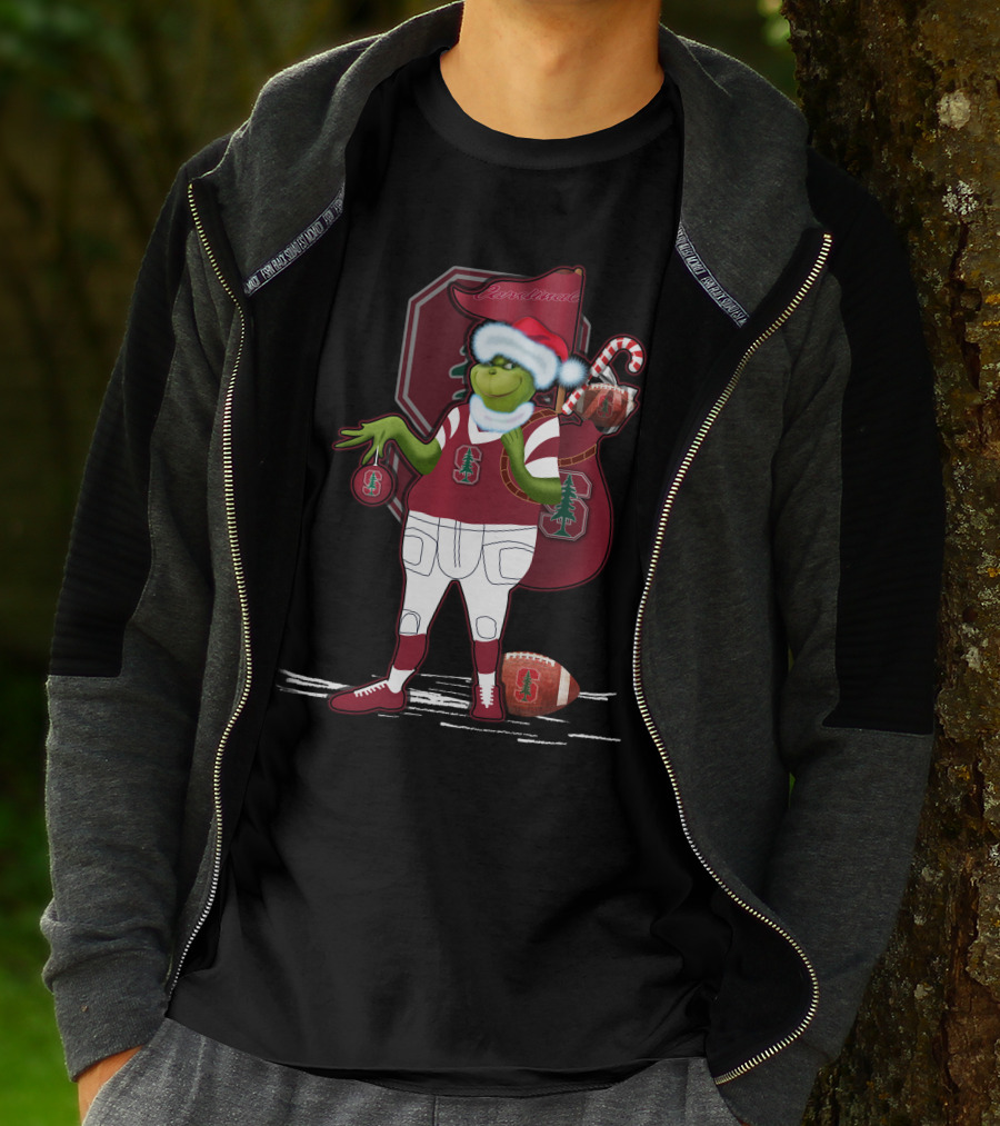 Grinchxmas Stanford Cardinal Christmas Football Santa Grinch T-Shirt