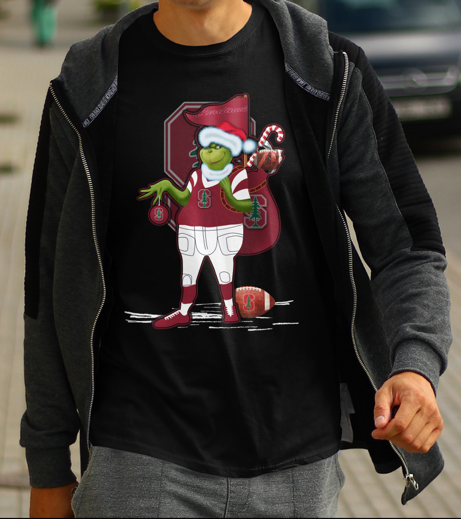 Grinchxmas Stanford Cardinal Christmas Football Santa Grinch T-Shirt