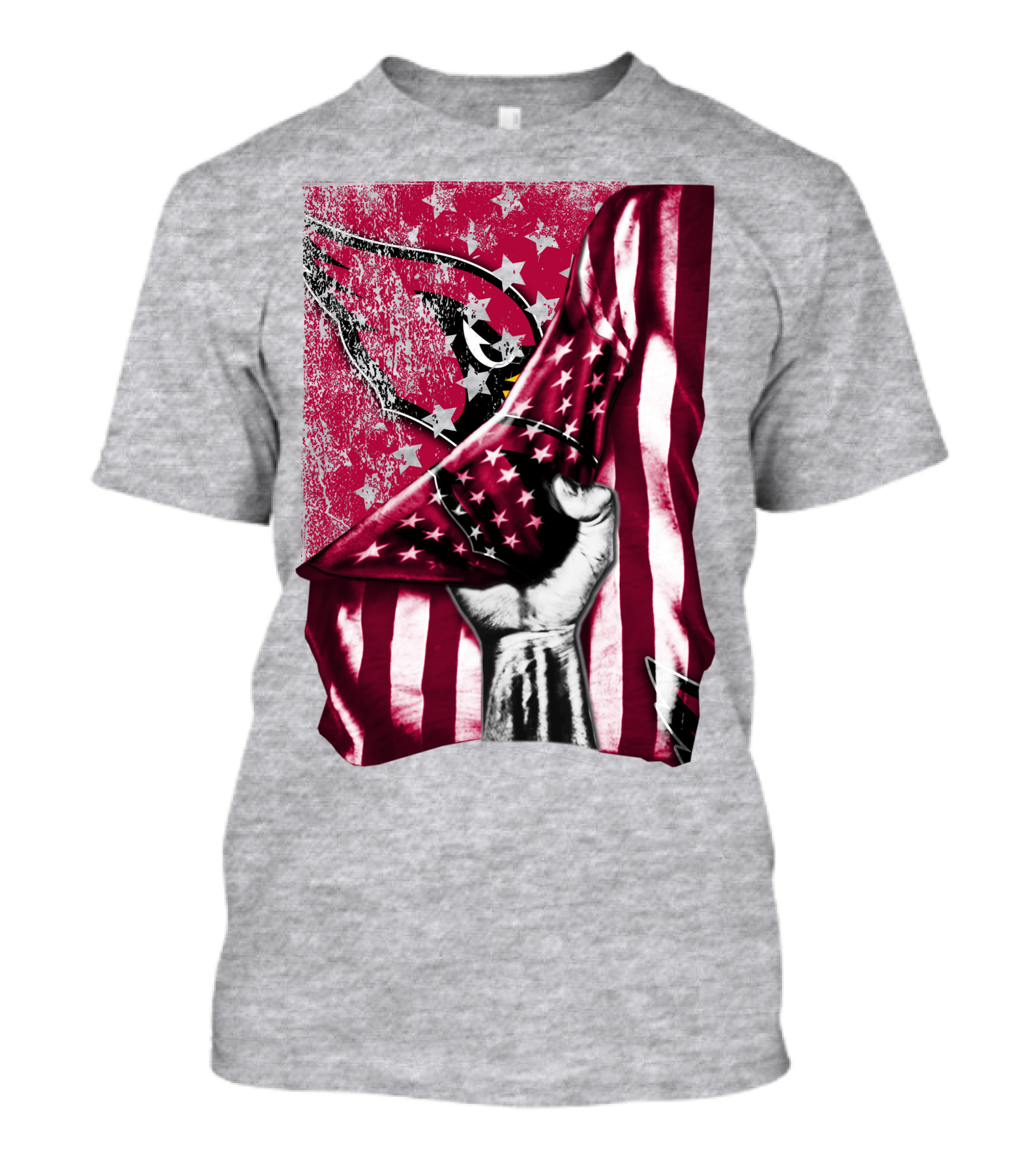 Arizona Cardinals Hand Holding American Flag With Cardinal Logo Stars T-Shirt
