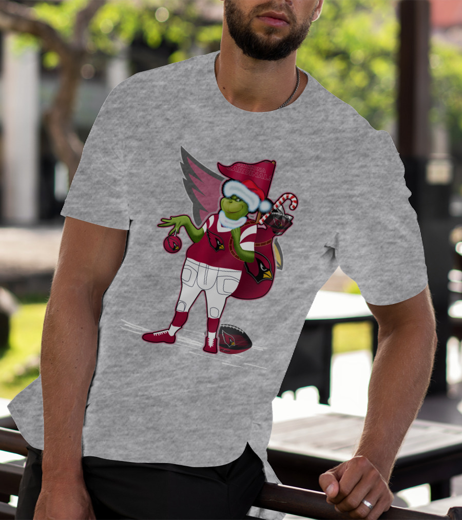 Grinchxmas Arizona Cardinals Christmas Football Fan Holiday Spirit T-Shirt