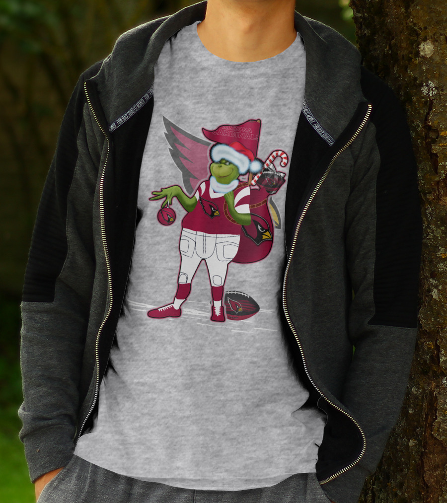 Grinchxmas Arizona Cardinals Christmas Football Fan Holiday Spirit T-Shirt